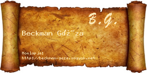 Beckman Géza névjegykártya