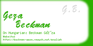 geza beckman business card